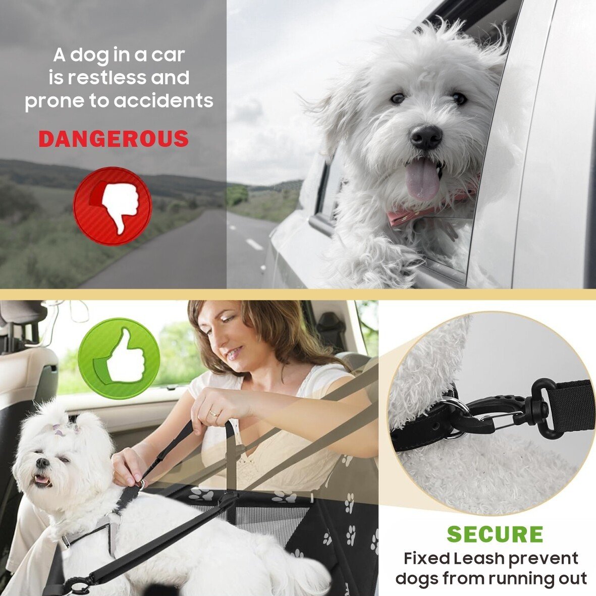 Dog Car Seat For Small Medium Pet, Portable Cat Puppy Rabbit Seat Travel Booster - Image 7