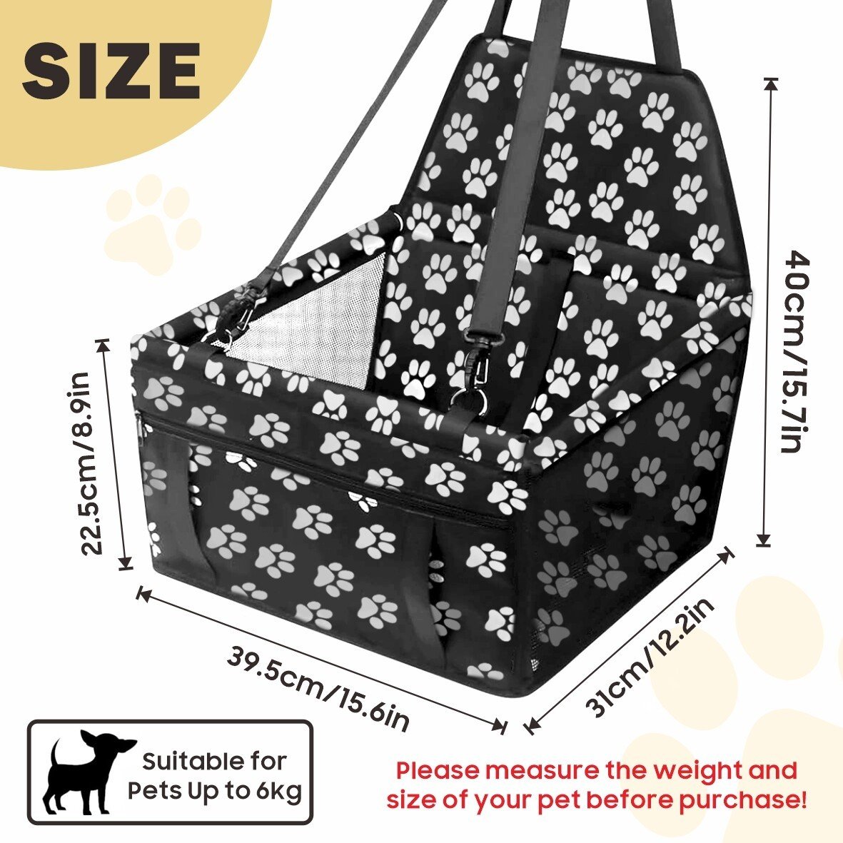 Dog Car Seat For Small Medium Pet, Portable Cat Puppy Rabbit Seat Travel Booster - Image 8