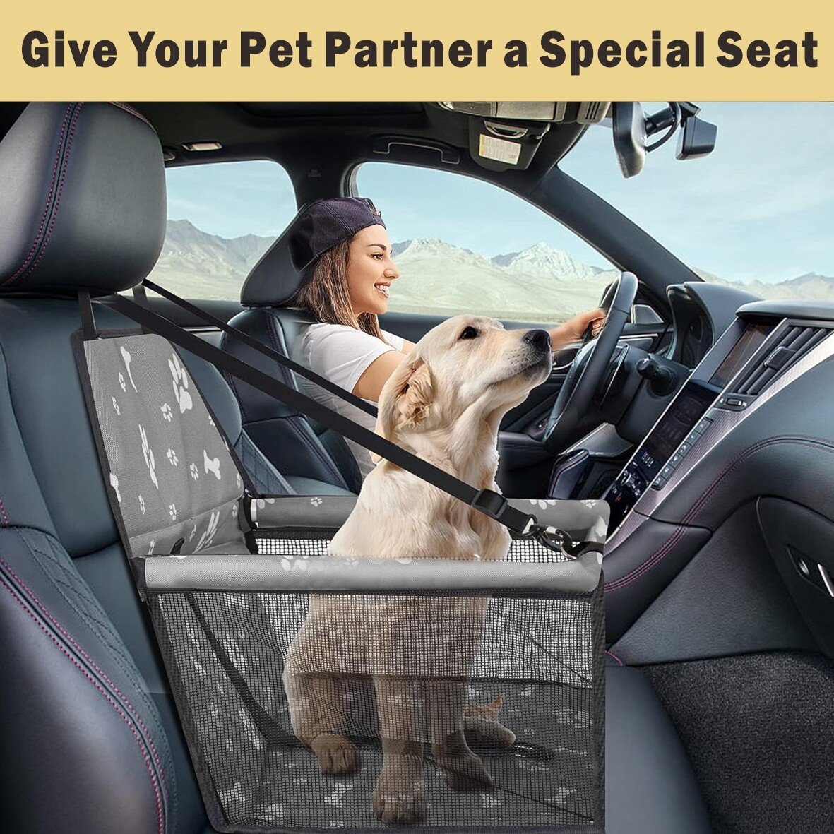 Dog Car Seat For Small Medium Pet, Portable Cat Puppy Rabbit Seat Travel Booster - Image 2