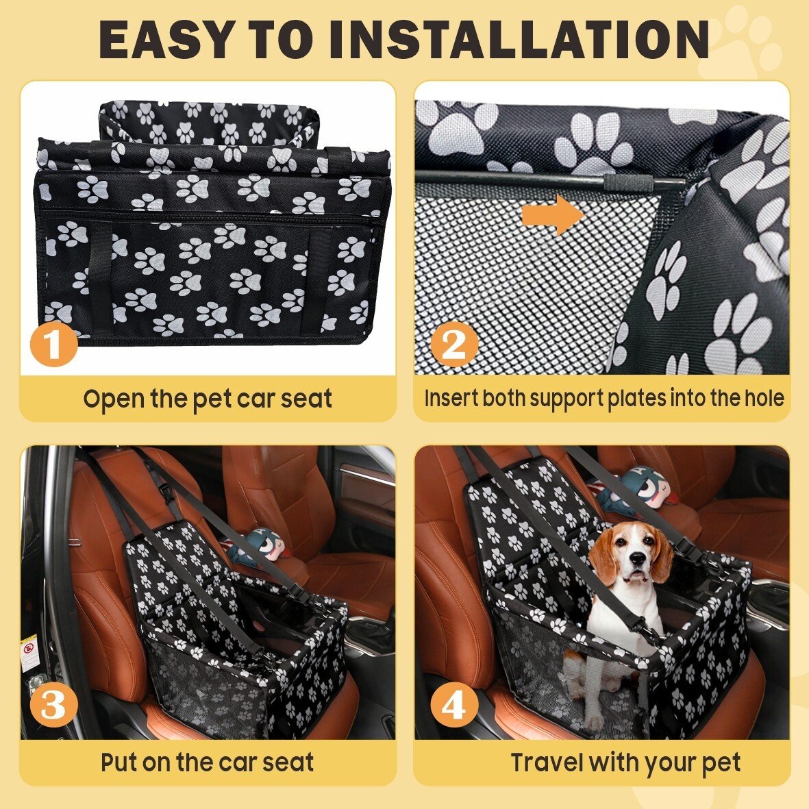 Dog Car Seat For Small Medium Pet, Portable Cat Puppy Rabbit Seat Travel Booster - Image 6
