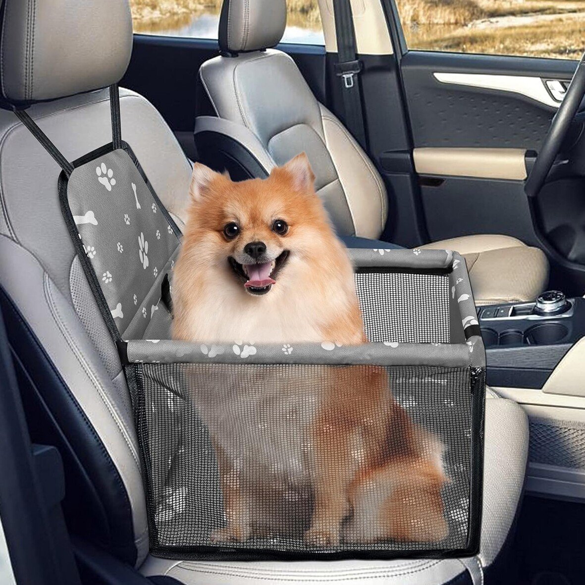 Dog Car Seat For Small Medium Pet, Portable Cat Puppy Rabbit Seat Travel Booster - Image 9