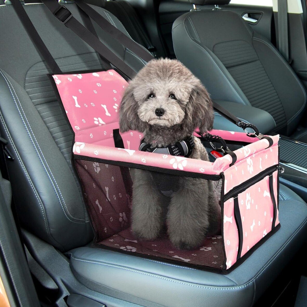 Dog Car Seat For Small Medium Pet, Portable Cat Puppy Rabbit Seat Travel Booster - Image 4