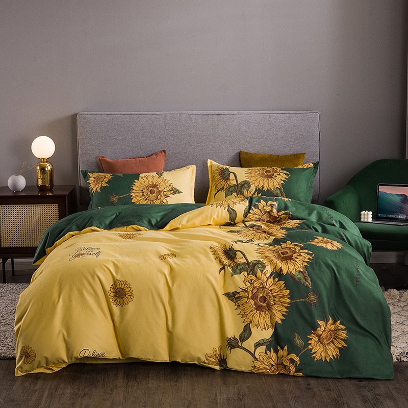 Thickened Brushed Four-piece Winter Bed Sheet And Duvet Cover Three-piece Bedding Set - Image 8