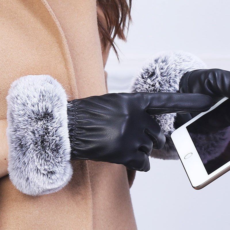 Autumn and winter touch screen leather gloves - Image 4
