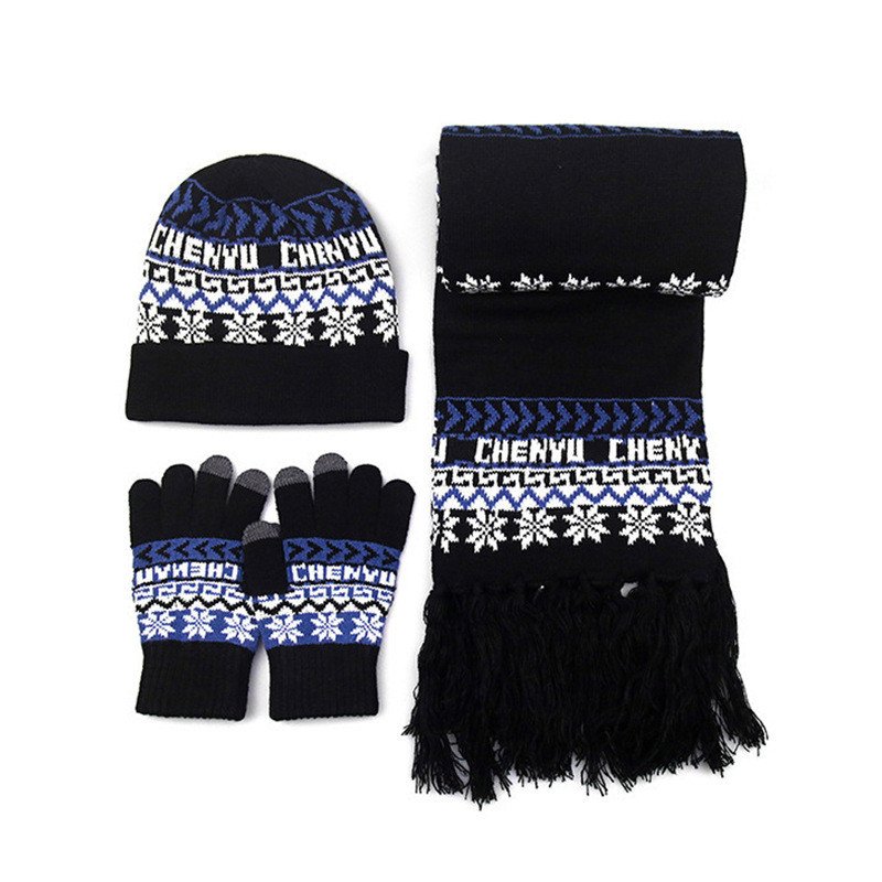 Winter Warm Wool Knitted Hat Scarf Gloves - Image 3