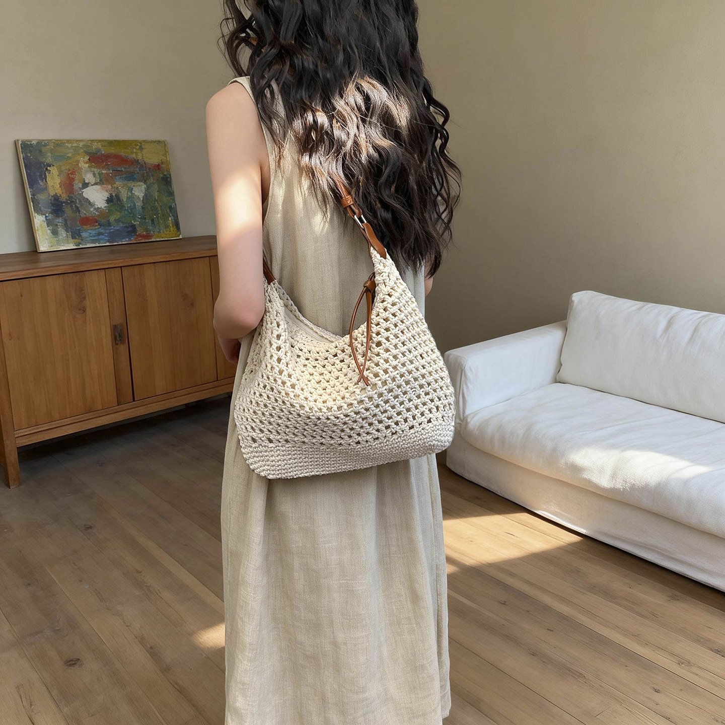 Handheld Shoulder-worn Casual Woven Crossbody Bag - Image 4